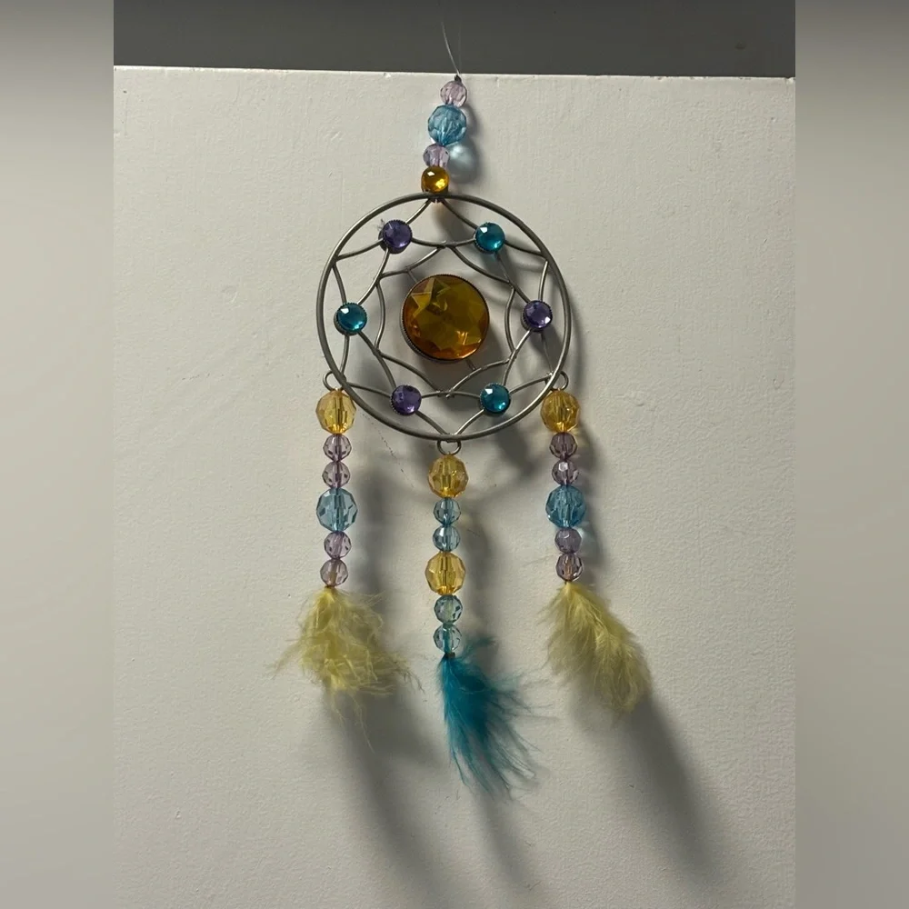 Colorful Beaded Dreamcatcher with Feathers - Picture 2 of 2